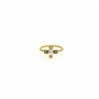 Brass Dainty Crystal Gem Rings