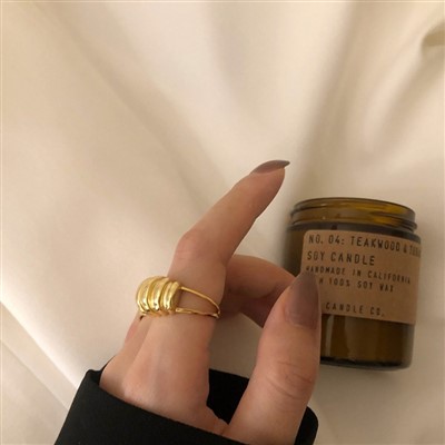 Ribbed Texture Brass Rings